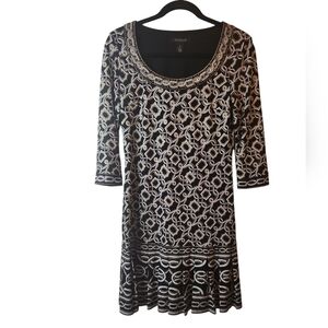 White House Black Market Women's Black/White/Gold Chain Link Dress Size XS